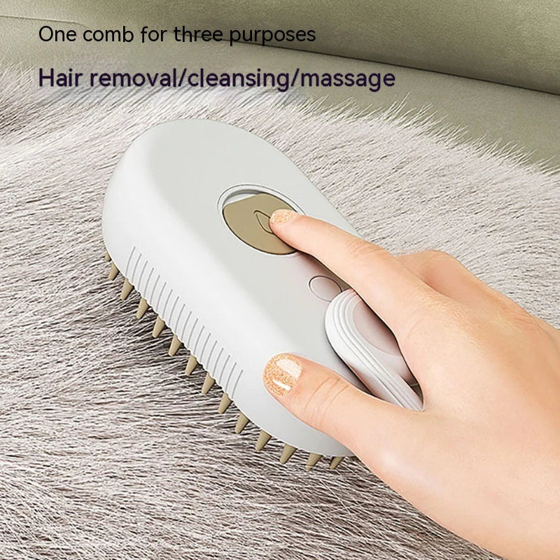 Revolutionary 3-in-1 Cat and Dog Steam Brush with Spray Function for Effortless Grooming and Massage
