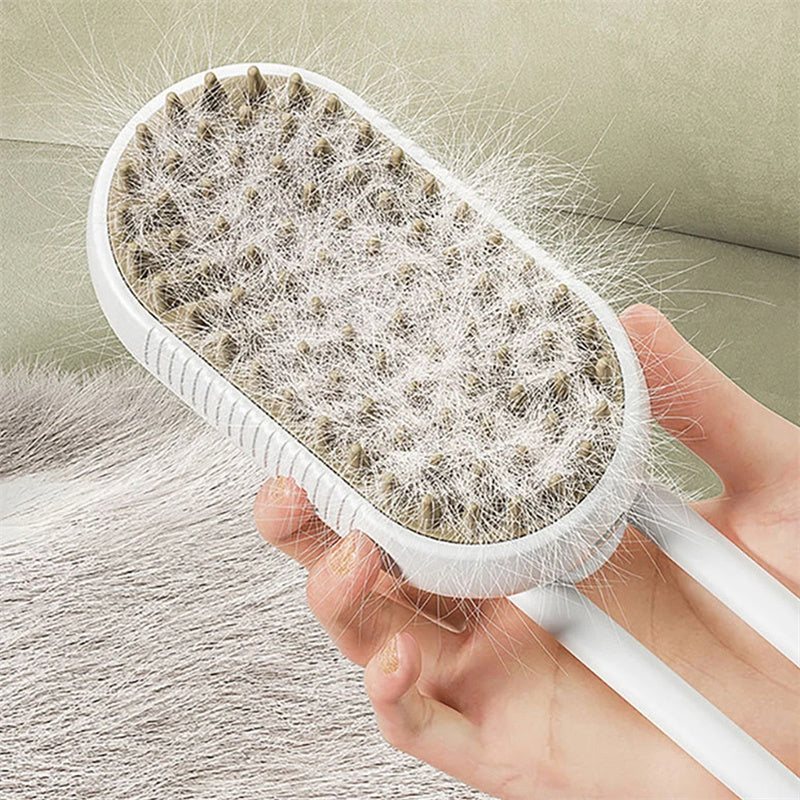 Revolutionary 3-in-1 Cat and Dog Steam Brush with Spray Function for Effortless Grooming and Massage