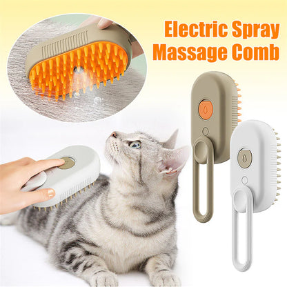 Revolutionary 3-in-1 Cat and Dog Steam Brush with Spray Function for Effortless Grooming and Massage