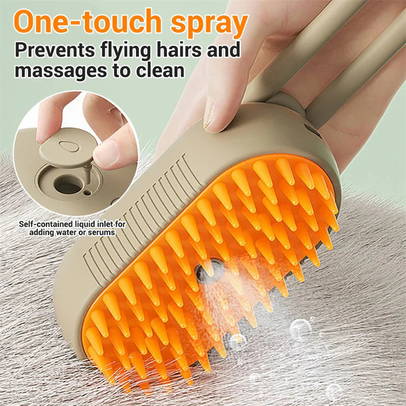 Revolutionary 3-in-1 Cat and Dog Steam Brush with Spray Function for Effortless Grooming and Massage