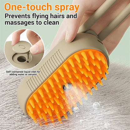 Revolutionary 3-in-1 Cat and Dog Steam Brush with Spray Function for Effortless Grooming and Massage
